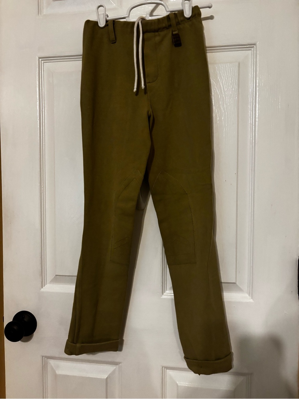 Kids Tan Drawstring with elastic waist Jogger Pants with Knee Patch